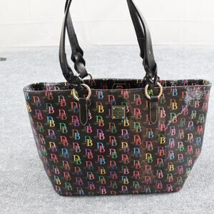 Dooney Bourke Tote Bag Multi Colored DB75 Signature 1975 Zip Shopper Tote Bag